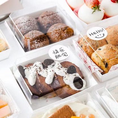 RomanticBaking 100 Pack 4x4x2.55 Inches Charcuterie Boxes with Clear Lids - Bakery, Cookies, Chocolate Covered Strawberries, Mini Cake, Pie, Cinnamon Roll Treat Boxes for Parties