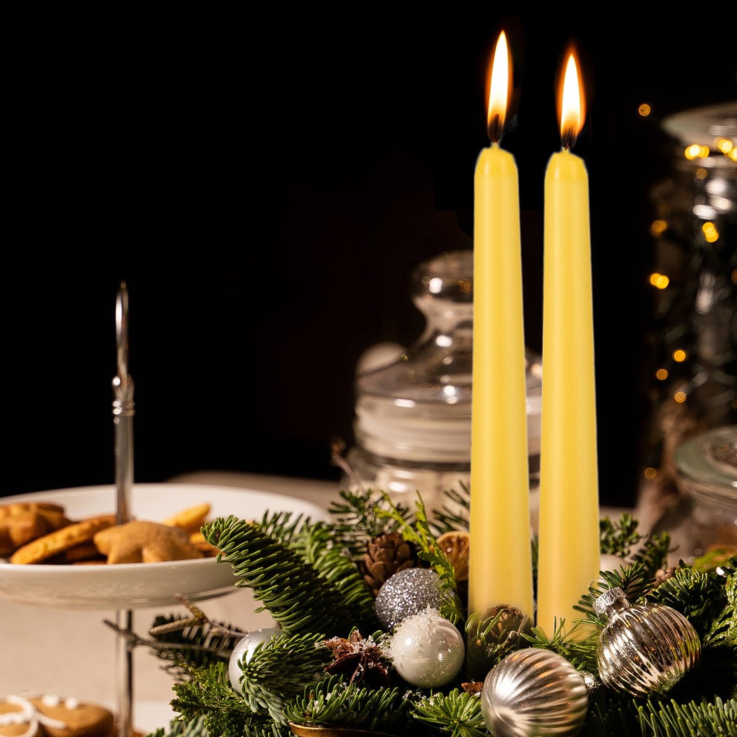 KONNI 0.87×10 Inch Yellow Taper Candles, Unscented and Smokeless Tall Candlesticks, 10 Pack Tapered Candles with Cotton Wicks, Long Burning, Ideal for Weddings, Dinner Parties, and Home Décor