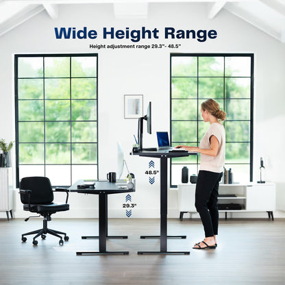 VIVO Electric 60 x 24 in Real Bamboo Standing Desk, Memory Height Adjustment, 1B Series, Holds 220 lbs, One-Piece Top, White Frame, DESK-KIT-1W6O