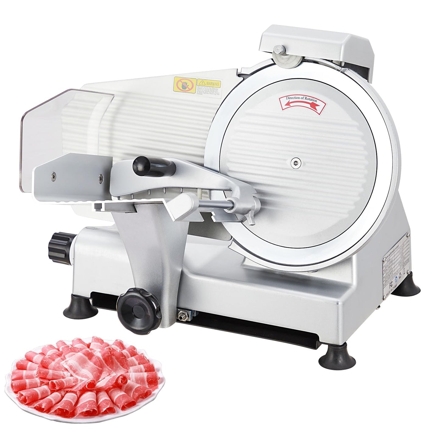 Powerful 550W Dual Motor Meat Slicer Machine for Home & Commercial Use, 10" Alloy Steel Blade, Adjustable 0-14mm Deli Slicer, Automatic Sharpener, Safe Kitchen Slicer