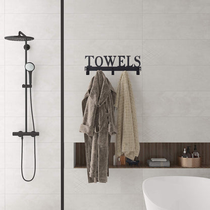 Over The Door Hooks - Towel Holder for Bathroom, Bedroom, Kitchen & Pool - Sandblasted Black Metal Wall Mount