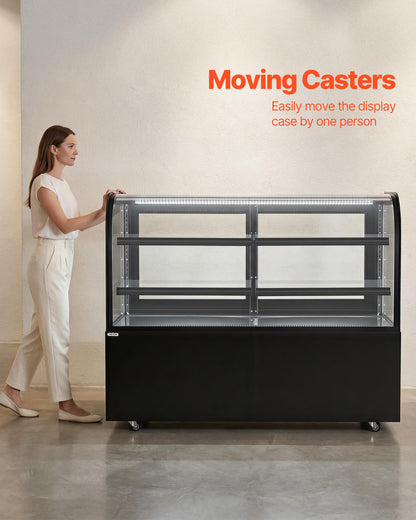 VEVOR Refrigerated Display Case, 17.6 Cu.Ft./550L Large Pastry Display Case, 2-Tier Commercial Cake Refrigerator with LED Lighting, TURBO Cooling, Frost-Free Air-Cooling, for Bakery, Dessert Shop