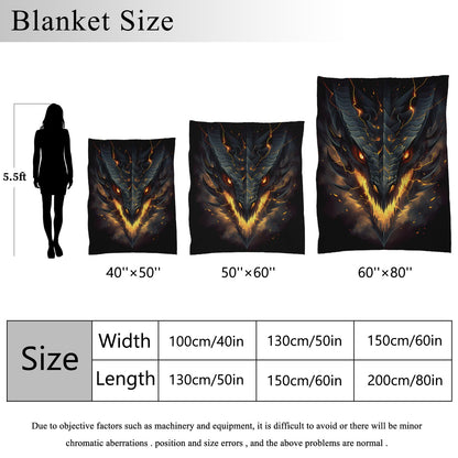 UIACOM Fierce Fire Dragon Throw Blanket - Ultra-Soft Flannel for Living Room, Couch, Bed, Sofa, Office - Decor for Kids, Teens, Men, Women - Gift for Dragon Lovers, 80"x60"