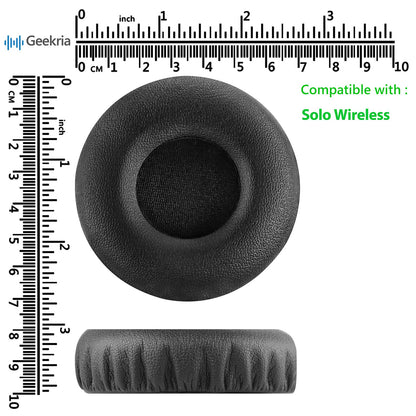 Geekria QuickFit Replacement Ear Pads for Beats Solo Wireless (Solo Bluetooth) (810-00012-00) Headphones, Ear Cushions with Video Guide (Black)