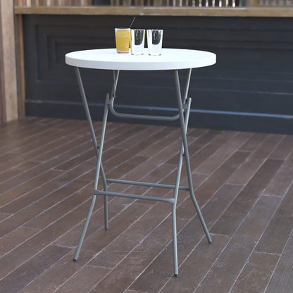 Flash Furniture 32" Round Folding Bar Height Tables for Parties and Commercial Events, Indoor/Outdoor Plastic Bar Height Folding Tables, Set of 4, White