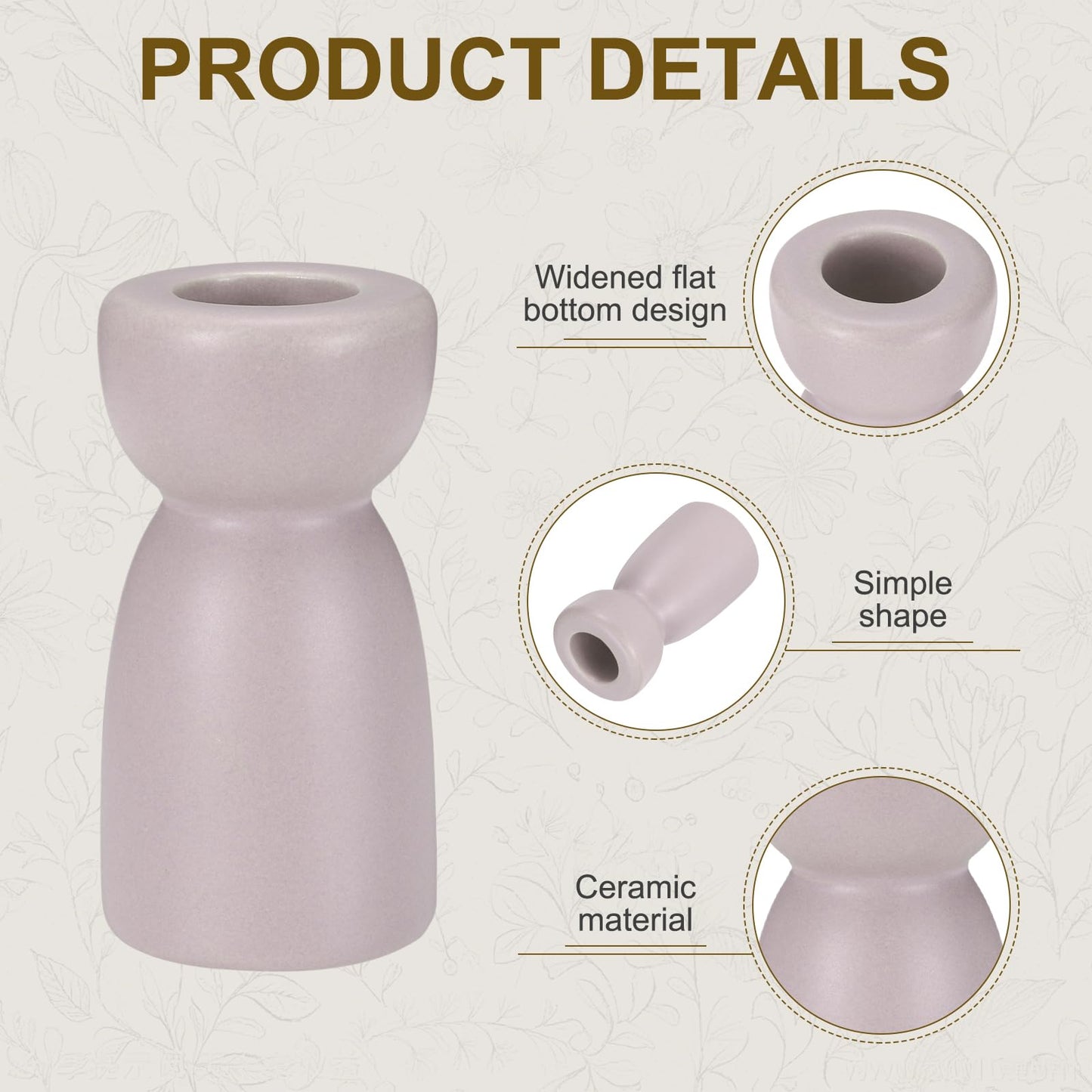 uxcell 2 Pack Candlestick Holder Light Purple Ceramic Taper Candle Holder Candle Stand Holders Modern Style Decoration for Centerpiece Tabletops Anniversary