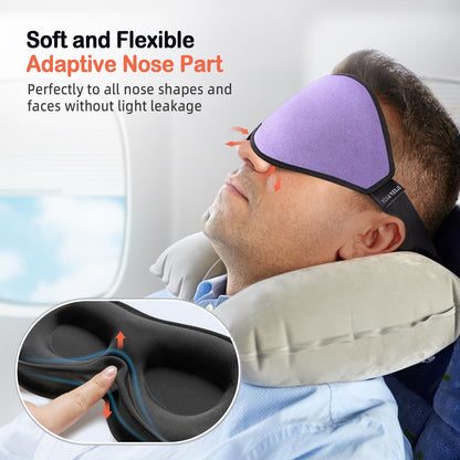 LitBear Sleep Mask for Side Sleeper Women Men, Eye Mask for Sleeping Light Blocking, 3D Contoured Cup Sleeping Mask, Soft Breathable Sleep Eye Mask with Adjustable Elastic Strap for Travel