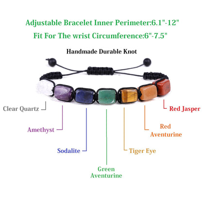 HESHPAWS Genuine 7 Chakra Adjustable Bracelets Crystal Healing Stones Bracelets Supernatural Reiki Natural Stones Bead Bracelets for Women Men (7 Chakra)