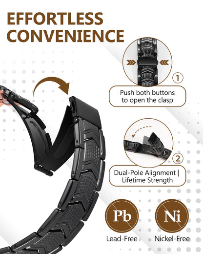 Feraco Copper Bracelet for Men 3X Strength,Magnetic Therapy Bracelet Copper Jewelry with Powerful 3800 Gauss Magnets,Cooper Bracelet for Man,Premium Fold-Over Clasp(Black)