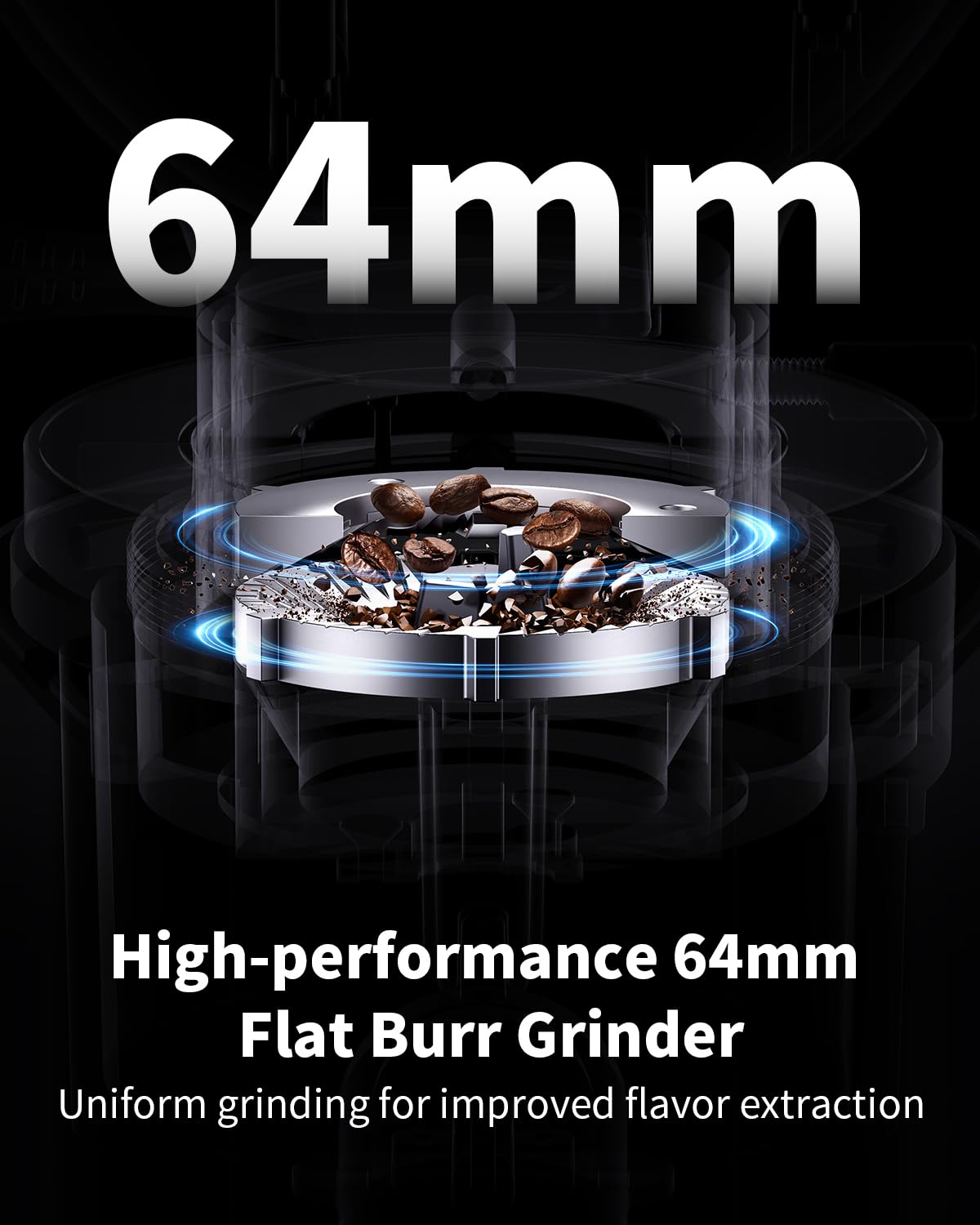 SHARDOR Professional 64mm Burr Coffee Grinder with 100 Grind Settings and All-Metal Chamber, Coffee Bean Grinder with Adjustable Electronic Timer and LED Display, Anti-Static,Black, 120V Only