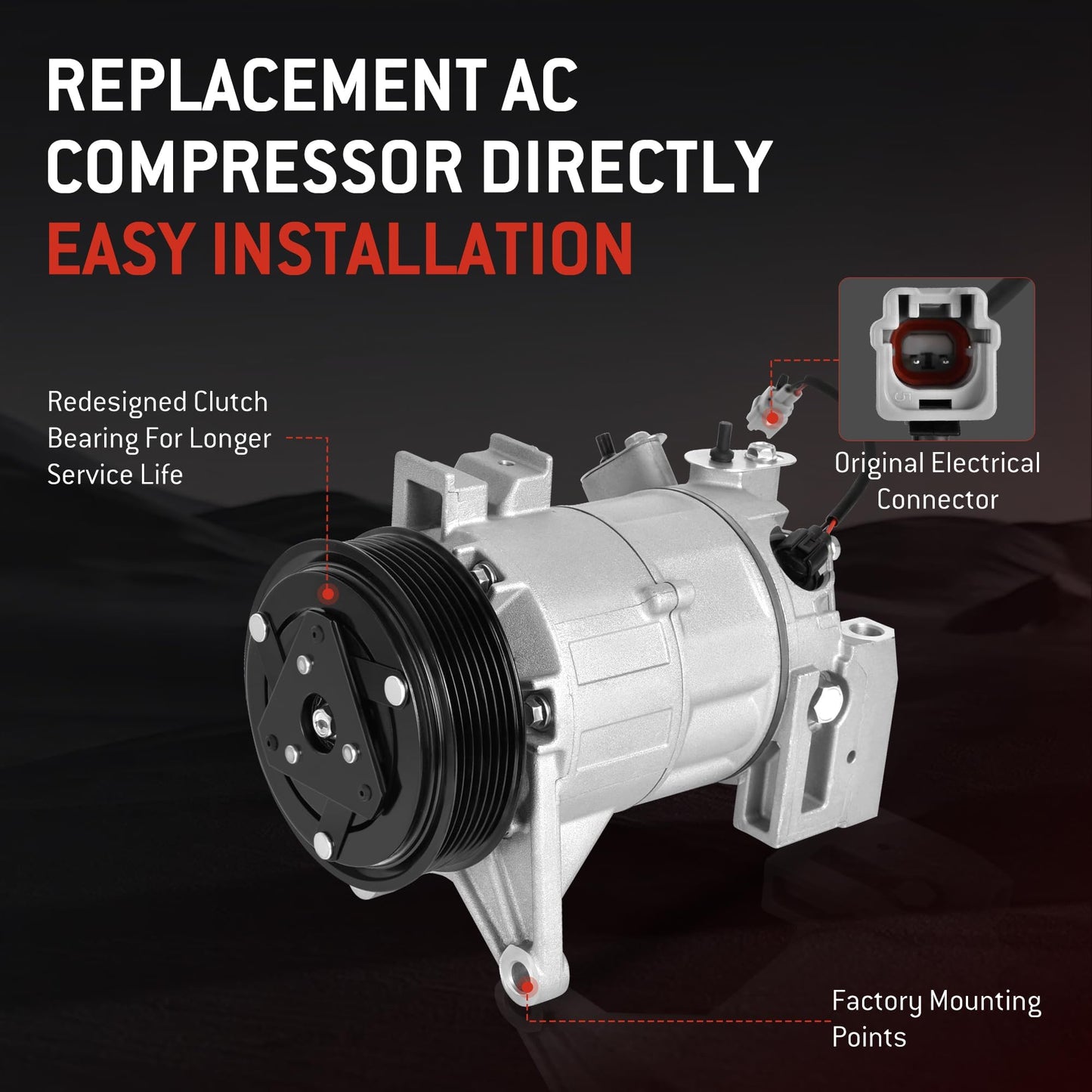 HYR Automotive Air Conditioning Compressor AC Compressor with Clutch Compatible with Nissan Maxima 2016-2023, Murano 2015-2022, 3.5L,7 grooves, Replace# 92600-5AA0A, 198667, 197667