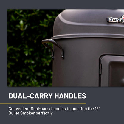 Char-Broil Bullet Charcoal Smoker 16" - 18202075,Black
