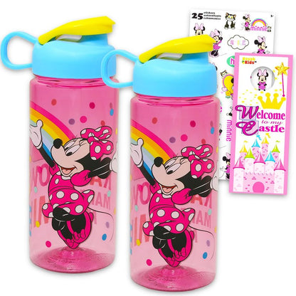 Minnie Mouse Water Bottles Set - 2 Pack Bundle of 16.5 Oz Tumblers for Home, School, Travel, More | Minnie Mouse Reusable Drinkware for Kids