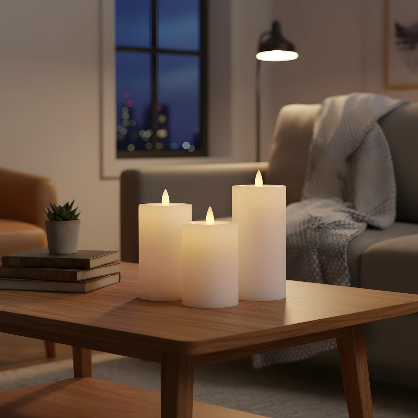 CozierGlow Flameless Pillar Candles Flickering with Remote Timer, Battery Operated LED Candles Up to 400 Hours, 3D Moving Flame Real Wax Candles, Set of 3, D3 x H4, 5", 6",Remote Included(Ivory)