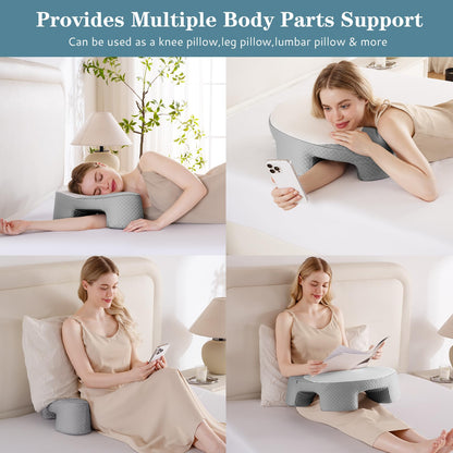 EUHAMS Side Sleeper Pillow - Ergonomic Memory Foam Shoulder Pillow with Arm Holes for Neck,Shoulder & Rotator Cuff Pain Relief-Arm Support Pillows for Adults Ideal for Left & Right Side Sleepers,Grey