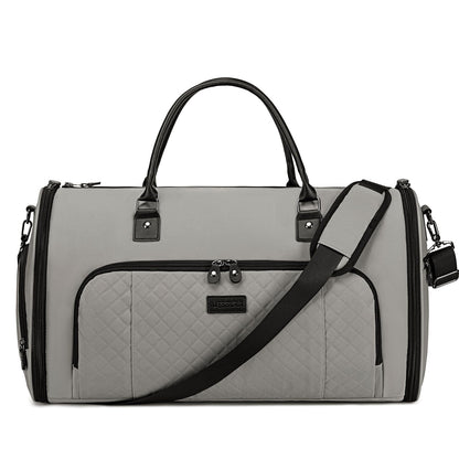Vessgra Garment Bag for Airplane Travel, Carry On Garment Duffle Bags for Women, 2 in 1 Travel Suit Bag with Shoes Compartment Carry on Bag Hanging Garment Bag Travel with Shoulder Strap,Grey