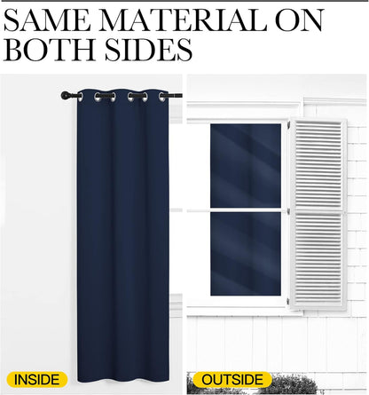 NICETOWN Navy Blackout Curtains - 55" x 90", 2-Piece Grommet Panels for Sunlight Blocking & Modern Decor
