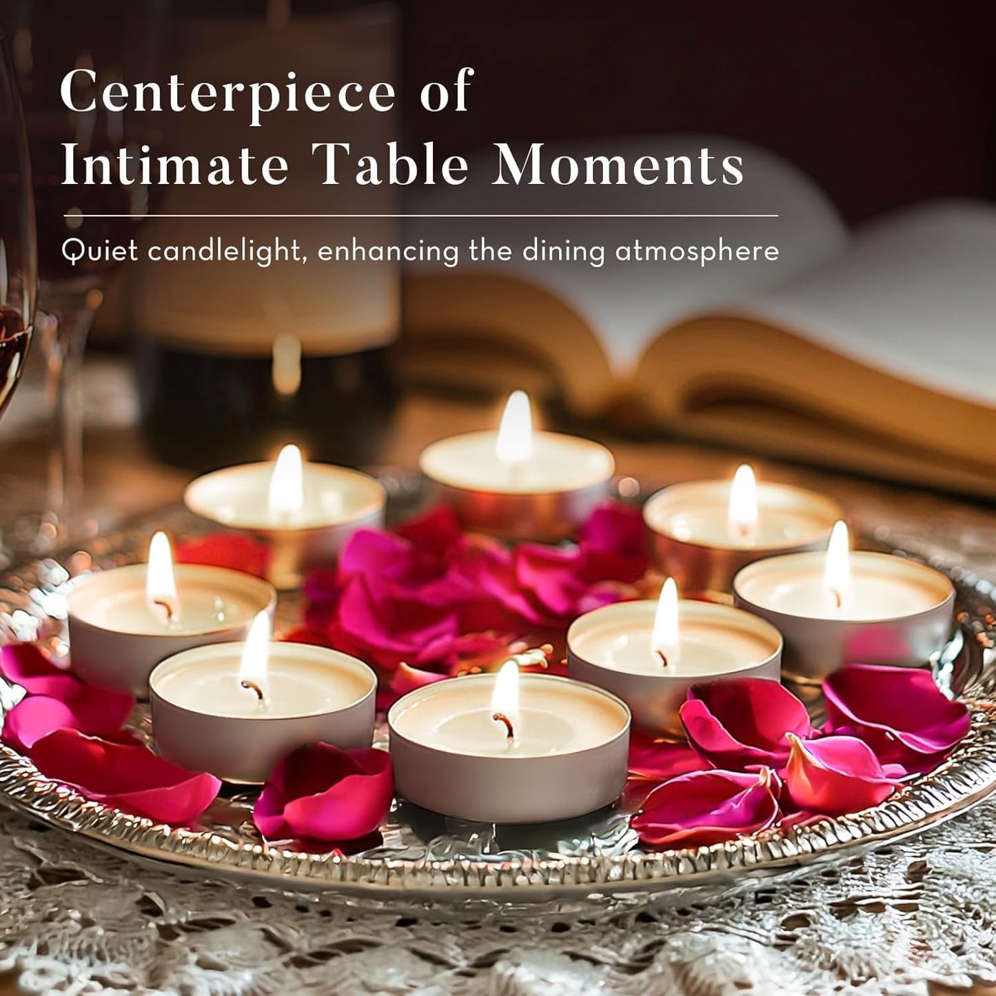 ViMe Light Up Your Home with Decorative Tea Candles Create a Warm Glow Cozy Atmosphere Charming Candlelight Add a Touch of Warmth Pack of 50 Tea Candles