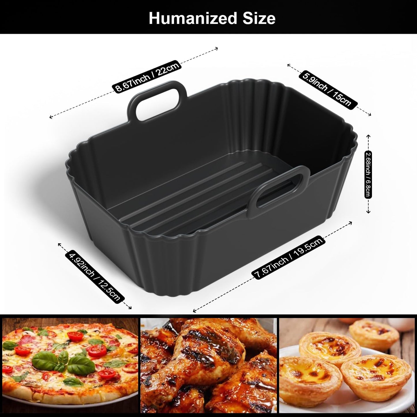 Silicone Air Fryer Liners 2 Pack, Reusable Liners Compatible for Ninja Foodi DZ201, DZ401, DZ550, COSORI, Chefman, Instant Air Fryer, and 6-in-1 8-10QT Air Fryer Baskets