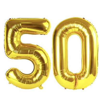 Gold Number 50 Balloon 40 Inch, 50th Birthday Party Decorations for Children, Giant 50 Foil Balloon for Party Supplies