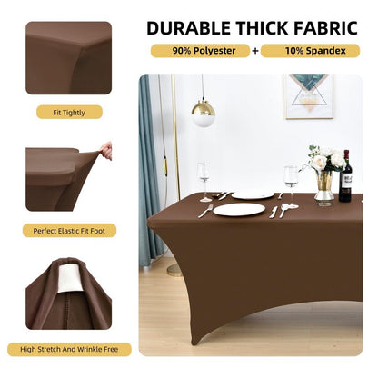 ZarzaaSik 2-Pack 8ft Spandex Table Covers for Rectangle Folding Tables - Washable Elastic Tablecloth - Ultimate Fitted Table Protector for Birthday Parties, Trade Shows, Banquet