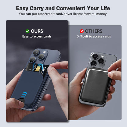 Mag-Safe Wallet Magnetic Wallet for Phone Lightweight Magnetic Phone Pouch Stand Adjustable Leather Mag-Safe Card Holder for iPhone 17/16/15/14/13/12 Series, Not for iPhone 13/12 Mini (Black)