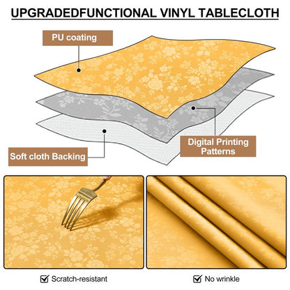 Smiry Round Table Cloth, Waterproof Heavy Duty Vinyl Tablecloths, Wipeable Washable Table Cover for Kitchen and Dining Room (Mustard Yellow, 70" Round)