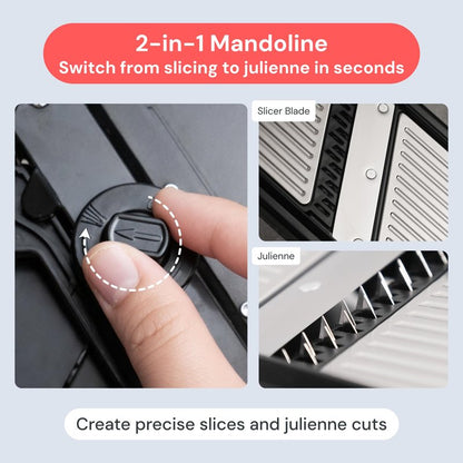 Fullstar Mandoline Slicer for Kitchen – Stainless Steel Vegetable Cutter & Cheese Grater with Adjustable Blades, Safety Glove & Catch Tray Included (7-in-1, Silver)