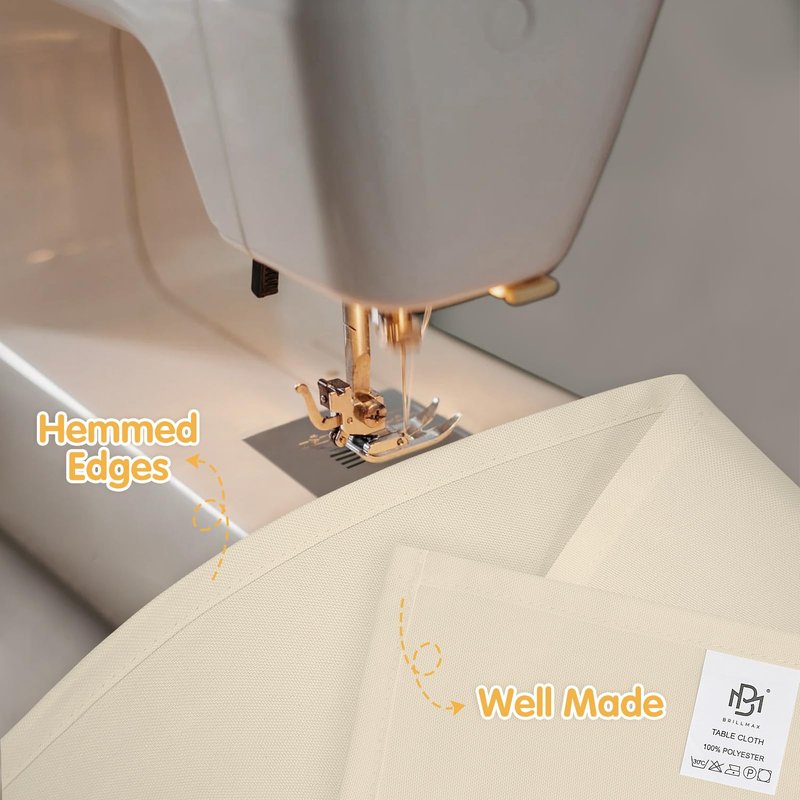 BRILLMAX 8 Pack Beige Tablecloths 60 x 102 Inch for 6ft Rectangle Tables - 150 GSM Polyester Fabric, 15" Standard Drop, Water, Stain & Wrinkle Resistant Cloth Cover for Wedding Banquet Dining Buffet