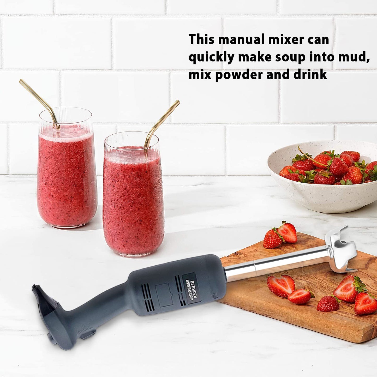 Li Bai 14 in Heavy Duty Big Stix Immersion Blender Handheld Kitchen, Hand Blenders for Kitchen, Commercial Mixer Electric, 500W Removable Shaft 2500rpm to 14000rpm, Emulsifier Blender Handheld