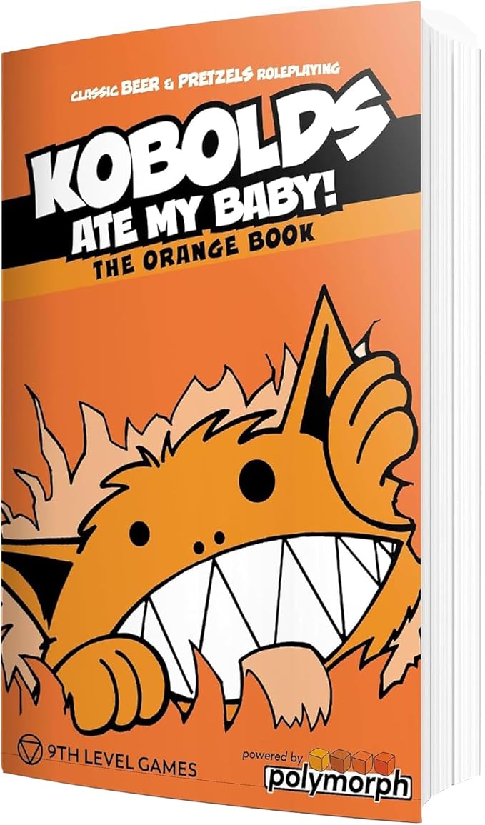 9th Level Games | Kobolds Ate My Baby! The Orange Book | Tabletop Role Playing Game | 2 to 8 Players | Ages 13+ | 60 Minutes