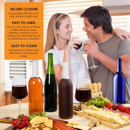 FastRack 750ml Amber Glass Wine Bottles (Pack of 12) | W13 Stretch Hock Empty Bottles for Homemade Wine, Kombucha & Beer – Amber Liquor Bottles for Wine Making & Storage – No Corks Included