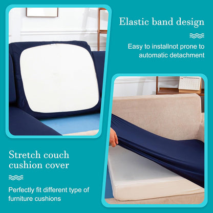 Skiennix 12 Pcs Stretch Patio Cushion Covers - Washable Outdoor Sofa Slipcovers | Navy Blue