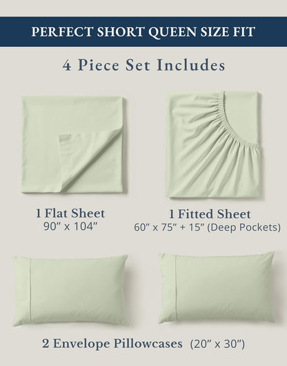 LANE LINEN 100% Organic Cotton Queen Sheet Set - Soft & Breathable Percale Weave, Deep Pocket, Hotel-Quality - Mineral