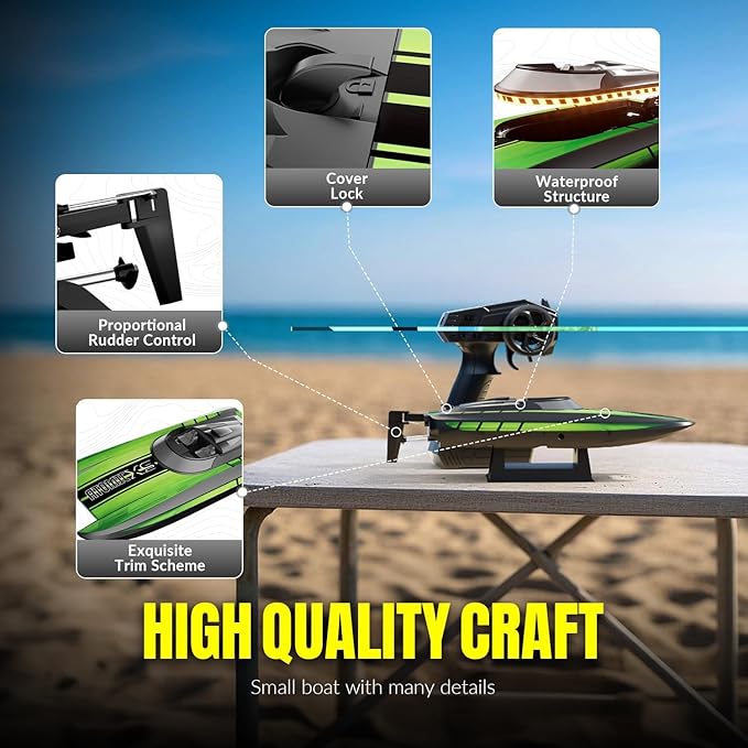 RC Boat - Mini Remote Control Boats for Adult2.4GHz Racing Boat for Water Pool&ampLakesSummer Water Toy (Green)