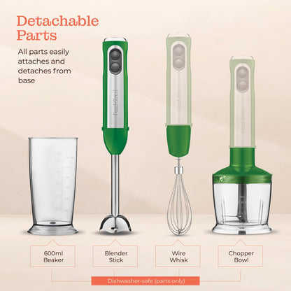 Powerful Immersion Blender, Electric Hand Blender 500 Watt with Turbo Mode, Detachable Base. Handheld Kitchen Gadget Blender Stick for Soup, Smoothie, Puree, Baby Food, 304 Stainless Steel Blades