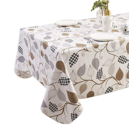 Walrus Heavy Duty Vinyl Tablecloth with Flannel Backing Waterproof Oil-Proof Plastic Table Cloth Stain-Resistant Wipeable Rectangle or Square Table Cover for Indoor and Outdoor (Leaves, 54X54 Inch)