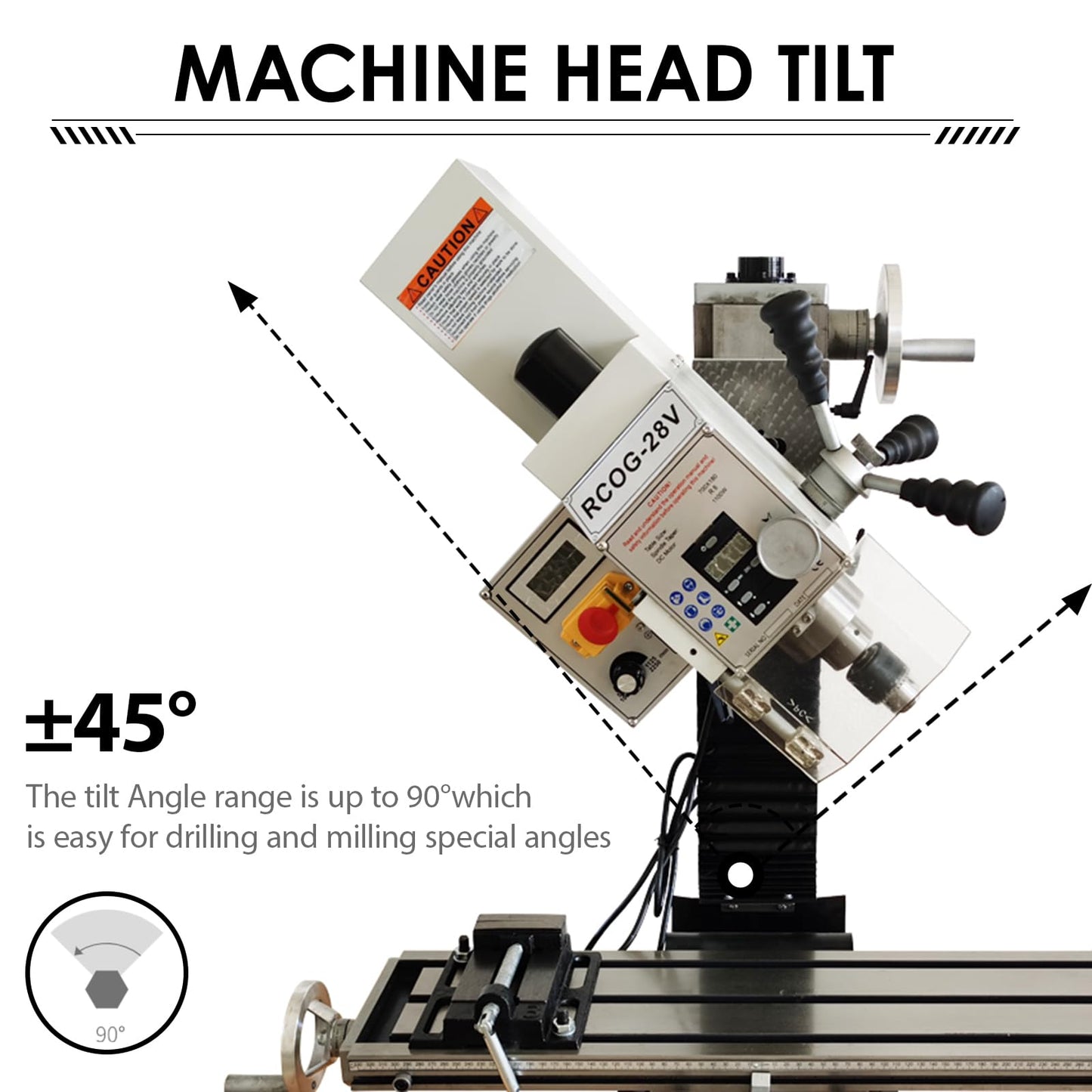 LGXEnzhuo 1300W Milling Drilling Machine R8 Taper Drilling Milling Lathe 50-2250RPM Brushless Motor with 27.5" x 7" Workbench for DIY/Metal/Wood Working 110V