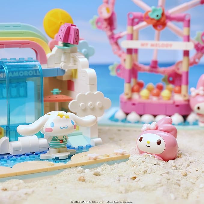 Hamee Sanrio Hello Kitty and Friends ‘Summer Wunderland’ Cute Water Theme Park Building Block Set Birthday Gift Party Favor Stress Relief Collectible Toy Compatible with Lego Block – Cinnamoroll