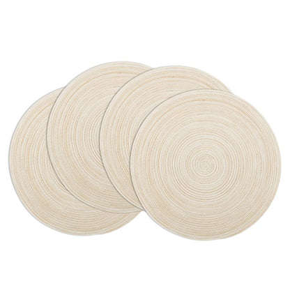 Winknowl Round Braided Placemats Set of 4 Washable Woven Heat Resistant Table Mats for Kitchen Dining Tables 15 inch Round Place Mats (Ivory,4)