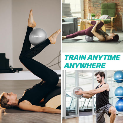 Pilates Ball, 9 Inch Small Exercise Mini Soft Workout Yoga Ball with Exercise Guide, for Home Gym Yoga, Pilates, Core Training, Workout, Balance, Stability
