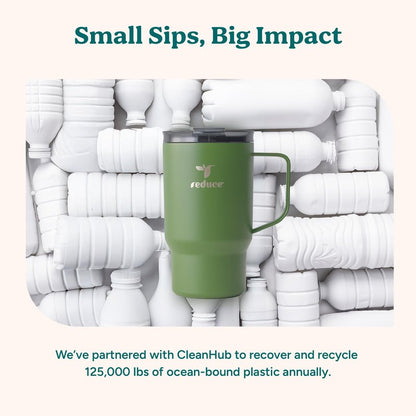 REDUCE 18 oz Hot1 Stainless Steel Insulated Mug with Temperature Adjusting Lid - Dual-Wall Vacuum, Cupholder Friendly - Keeps Drinks Hot for 6 Hours - Ideal for Coffee, Tea & Other - Sage