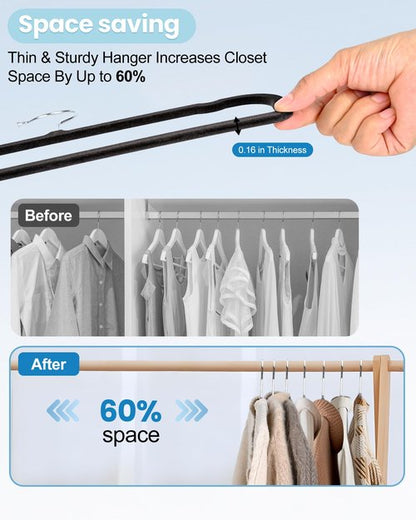 HGYZE Velvet Pants Hangers with Non Slip Bar, 20 Pack Felt Trouser Hanger, Perchas Terciopelo, Percha para Pantalones with 360° Swivel Hook for Spaghetti Strap Dresses, Shorts, Jeans, Slack, Black