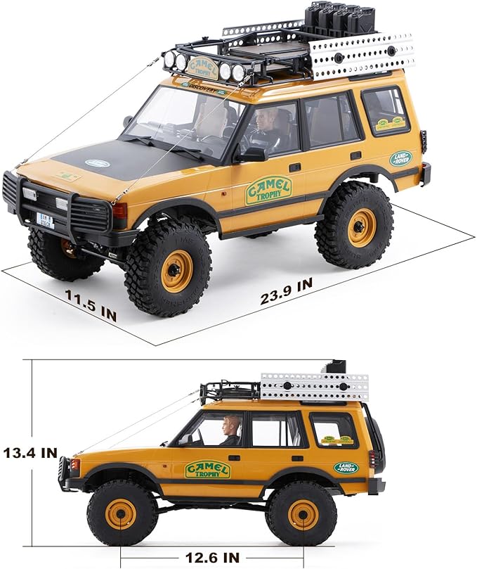 FMS 1/10 FCX10 Land Rover Camel Trophy Edition RC Crawler Hobby RC Rock Crawler with Lighting System 4-Link Suspension for Adults RS (Discovery)