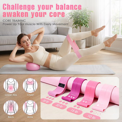 Pilates Kit, Pilates Equipment for Home Workouts, Home Pilates Essentials Kit for Women with Pilates Ring and Ball Set, Socks, ankle resistance bands with cuffs, Resistance Band and Massage ball