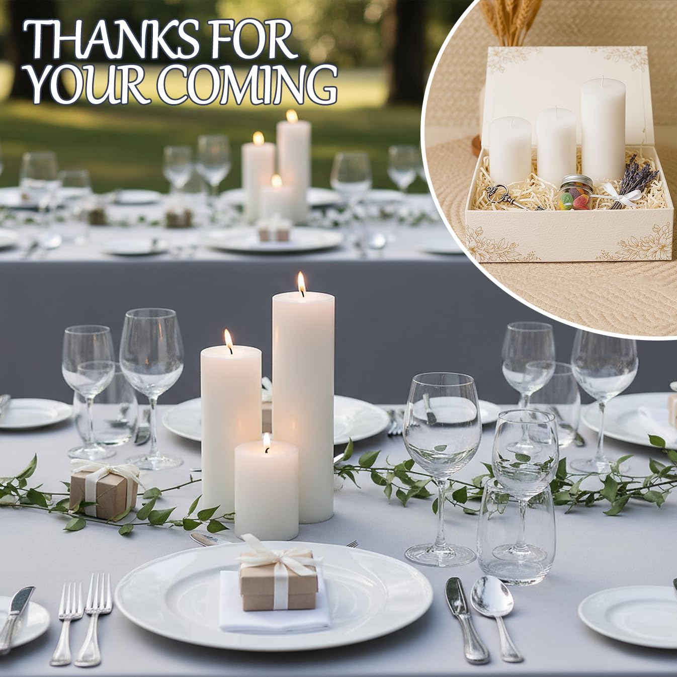 Veiuwa 18 Pcs White Pillar Candles Bulk Set，2x3 2x4 2x6 Inch - 12 Each Size，Hurricane Candles，Dripless Unscented Smokeless，Gives You a Better Atmosphere When Organizing an Event Party.
