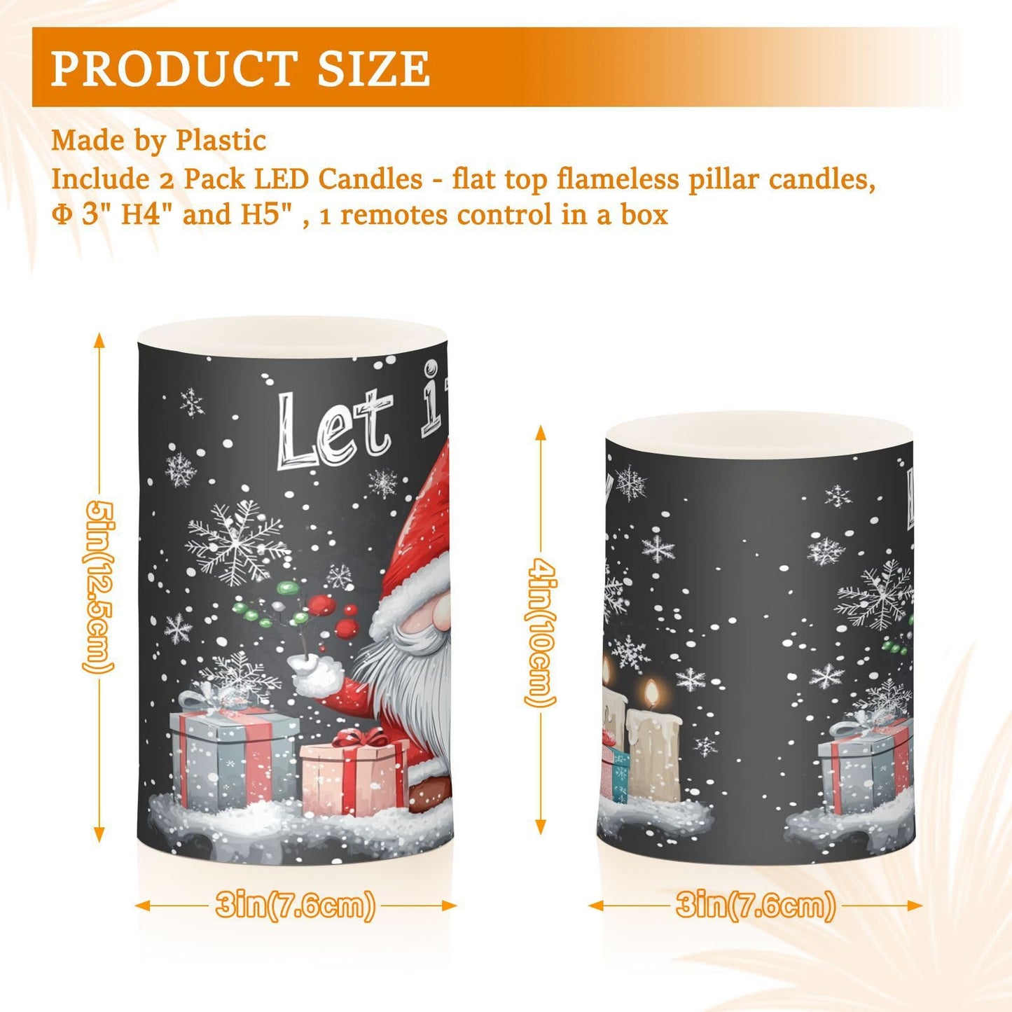 Eionryn Christmas Gnome Gift Candle Flameless Candles Battery Operated LED Candles with Remote Timer Electric Candles for Home Party Decor 2pcs