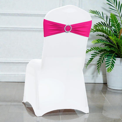 MDS Spandex Chair Sashes - Premium Stretch Covers with Buckle Slider for Weddings & Events | Magenta, Pack of 75
