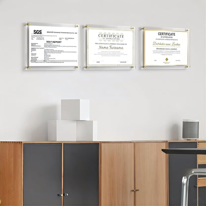 Kalami 3 Pack 11x14 Acrylic Wall Mount Picture Frame Self Adhesive, Floating Frameless Clear Photo Frame for Diploma Certificate Degree Document Display Gallery Wall-Full Frame Size 12.4x15.4