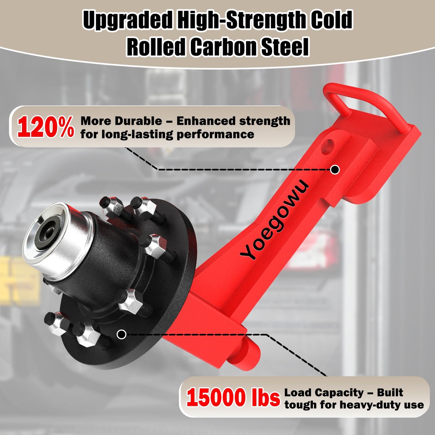 2-Pack Shipping Container Wheels Kit with 8 Lug Bolt-On Spindle,Heavy-Duty Shipping Container Axles for Up to 40ft Containers, 15000LB Capacity, Shipping Container Accessories (8 Lug x 6.5)
